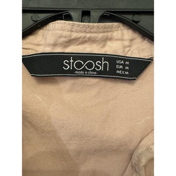 Stoosh Vest Jacket Womens Medium Pink Drape Front Sleeveless Twill Open Layering - Picture 5 of 9